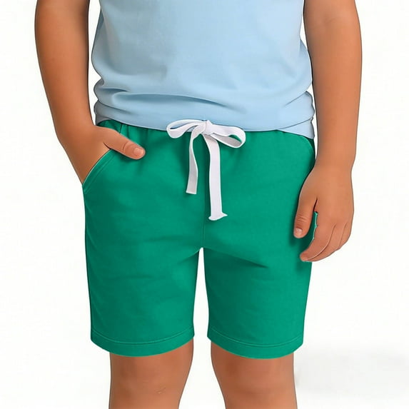 ATOGUTA Boys Sweat Shorts Lightweight Soccer Short with Pockets for Running Basketball Gymnastics Sports Green, Size 1T-11