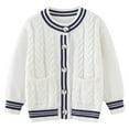 thumbnail image 1 of ATOGUTA Boys Sweater Button Down Long Sleeve Kids School Uniform Fall Jacket Size 3T-8, White, 1 of 4