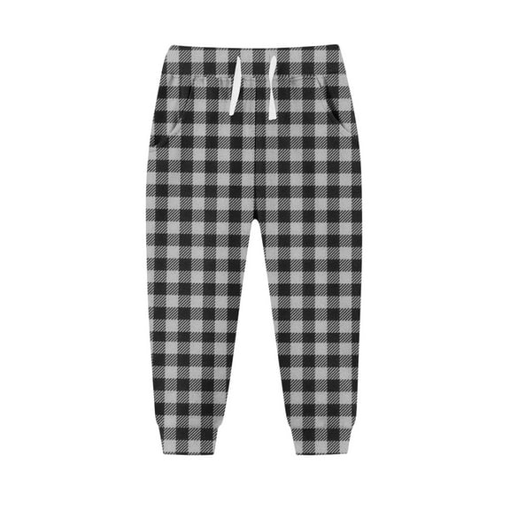 ATOGUTA Boys Sweatpants Athletic Christmas Plaid Fleece Jogger Track Pants for Girls Size 2T-13, Gray