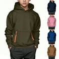 thumbnail image 1 of ATOGUTA Boys Sweatshirts Long Sleeve Fleece Hooded Pullover Sweatshirt Outfits Casual Clothes Size 4T-15, Army Green, 1 of 5