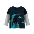 thumbnail image 1 of ATOGUTA Boys Sweatshirts Navy Embroidered Graphic Long Sleeve T-Shirt Dinosaurs Tops Kids Striped Tees Size 1T-7, 1 of 4