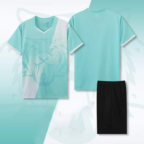 ATOGUTA Boys' Sweatsuit Size 4-14 Years 2 Piece Short Sleeve Crewneck Performance Tees and Athletic Shorts for Boys Blue