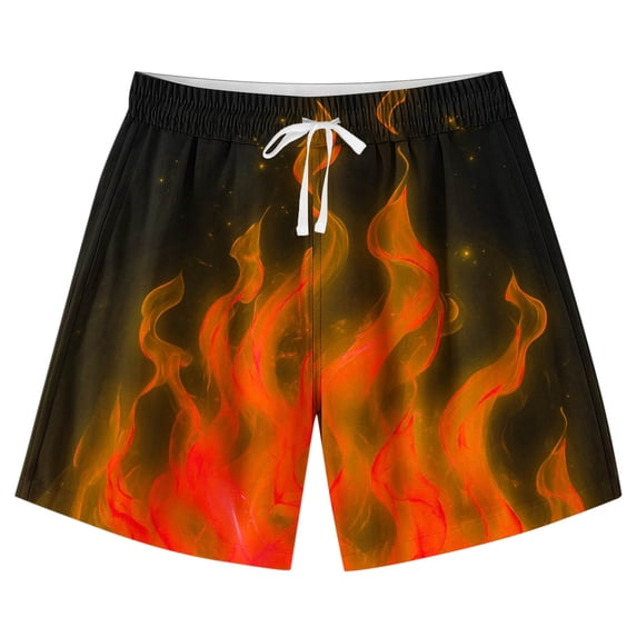 ATOGUTA Boys Swim Shorts Casual Printed Summer Beach Shorts Swimsuit Kids Quick Dry Swimwear Orange, Size 7-14