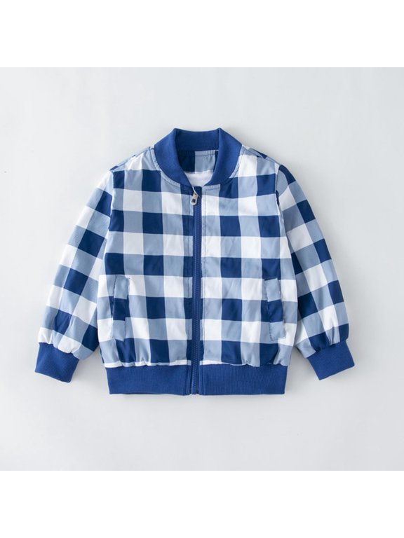 Boys Thicken Fleece Hooded Jacket Baseball Jacket Bomber Coat School Jackets Blue, Size 1T-7