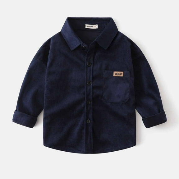 ATOGUTA Boys' Tops, Tees & Shirts Kids Casual Dress Western Long Sleeve Snap Button Down Shirts Navy 3T-9