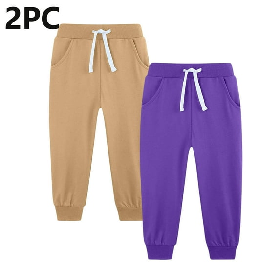 ATOGUTA Boys Twill Pants Size 5T-14 Elastic Waist Athletic Joggers for Running Sports Outdoor School Uniform 2 Pack Rose Gold