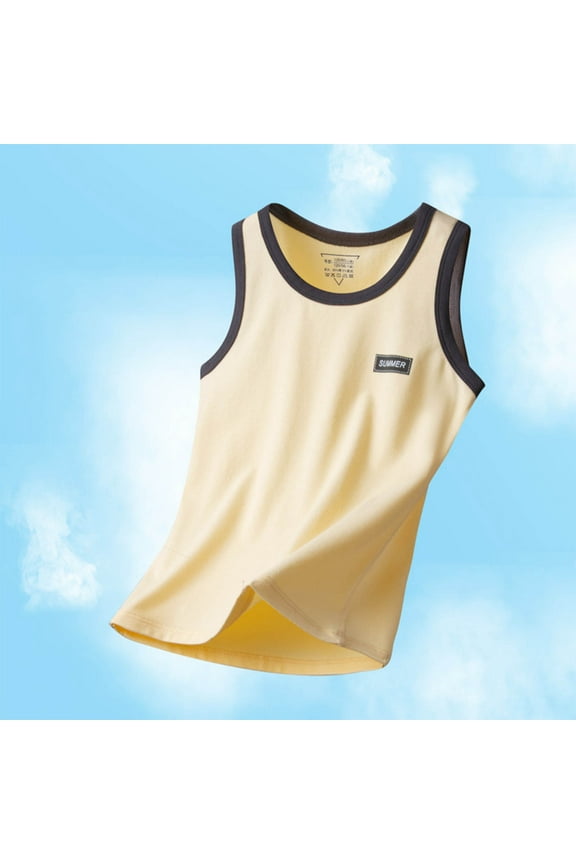 Boys' Undershirt Beige Kids Sleeveless Running Tennis Yoga Shirt Size 2T-17