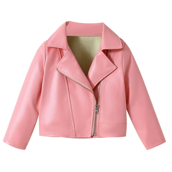 ATOGUTA Boys Undershirts Long Sleeve Lapel Faux Leather Jackets Kids Fashion Casual Clothes Pink, 1-9 Years