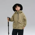 thumbnail image 1 of ATOGUTA Boys' Windbreaker Jacket Teen Zip Up Hoodie Coat Fall Jackets for Kids Size 7-15, Khaki, 1 of 6