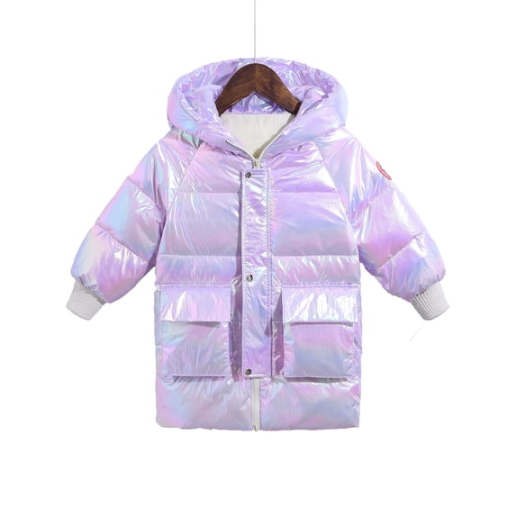 ATOGUTA Boys Winter Coat Cute Warm Winter Down Jacket Coat Outerwear Purple, Size 3T-8