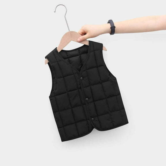 ATOGUTA Boys Winter Coat Puffer Vest Lightweight Waterproof Sleeveless Outwear for Boys Girls Black, Size 2T-8