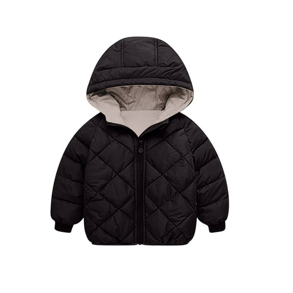 ATOGUTA Boys Winter Coat Ski Jacket Puffer Fleece Lined Waterproof Warm Hooded Outerwear Black, Size 3T-8