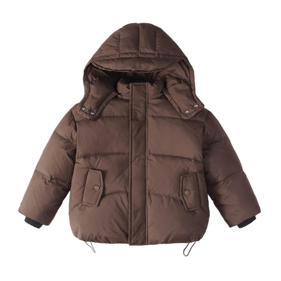 ATOGUTA Boys Winter Coats Lightweight Hooded Puffer Jacket Kids Down Coat Warm Comfy Outerwear Size 4T-13, Brown