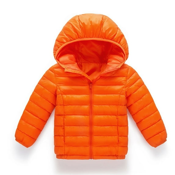ATOGUTA Boys Winter Jacket Zip Hoodie Keep Warm Winter Jacket Down Clothing Orange, Size 2T-8