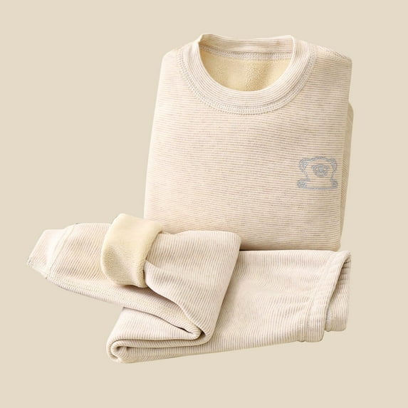 ATOGUTA Boys and Girls Thermal Underwear Set Ultra Soft Fleece Lined Kids Thermals Long Johns Top Bottom Warm Set for Fall Winter Coffee, Size 1T-8