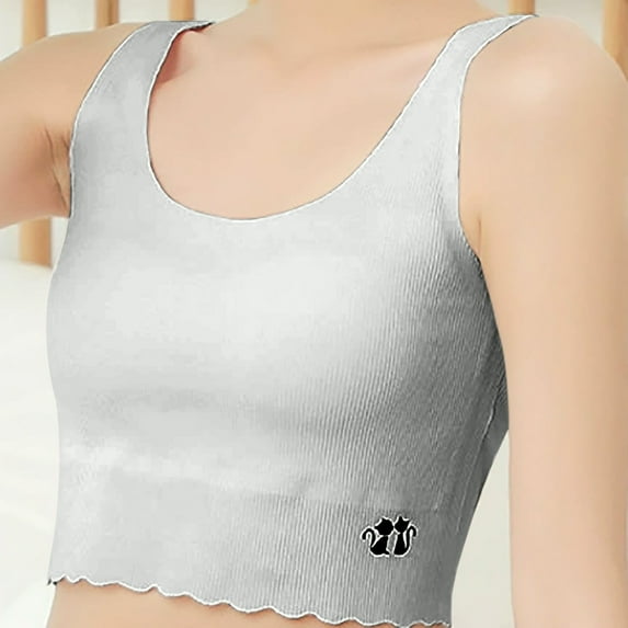 ATOGUTA Bra Girls Size 8-12 Bralette Seamless Cami Crop Bras Built-Up Stretch Sports Bra in Everyday Colors Gray