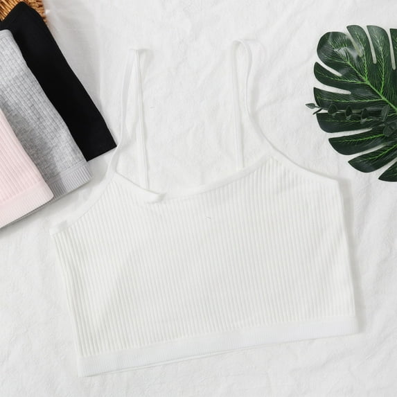 ATOGUTA Bra for Girls Size 8-13 Kids Athletic Seamless Stretchy Crop Tops Dance Yoga White