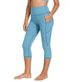 thumbnail image 1 of ATOGUTA Capri Leggings With Pockets for Girl Kids Stretchy Elastic Waist Athletic Pants Summer Slim Skinny Sports Casual Tights Size 4T-13, Light Blue, 1 of 7