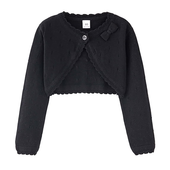 ATOGUTA Cardigan Girls Black Kids Button Closure Knitted Shrug Cropped Sweaters Tops Size 2T-9