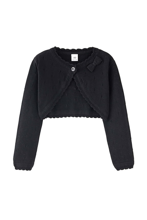 Cardigan Girls Black Kids Button Closure Knitted Shrug Cropped Sweaters Tops Size 2T-9
