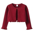 thumbnail image 1 of ATOGUTA Cardigan for Girls Red Kids Button Closure Knitted Shrug Cropped Sweaters Tops Size 2T-9, 1 of 4