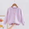 ATOGUTA Cardigan for Girls School Uniform with Button Loose Long Sleeve Sweaters Kids Knit Sweater Outerwear Purple, Size 2T-12