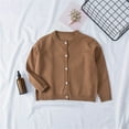 thumbnail image 1 of ATOGUTA Cardigan for Girls School Uniforms Hollow Knit Long Sleeve Button Sweater Coffee, Size 12M-7, 1 of 6