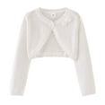thumbnail image 1 of ATOGUTA Cardigans for Girls White Kids Button Closure Knitted Shrug Cropped Sweaters Tops Size 2T-9, 1 of 4