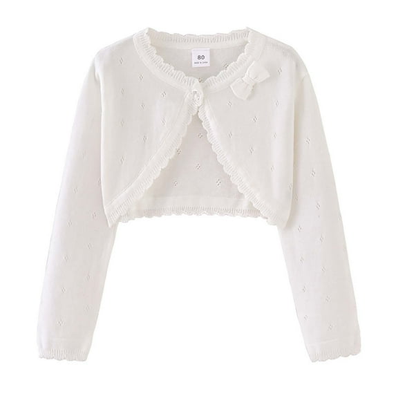 ATOGUTA Cardigans for Girls White Kids Button Closure Knitted Shrug Cropped Sweaters Tops Size 2T-9