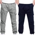 thumbnail image 1 of ATOGUTA Cargo Pant for Boys with Pockets Elastic Waist Kids 2 Pack School Casual Joggers Trousers Size 4T-13, Navy, 1 of 3