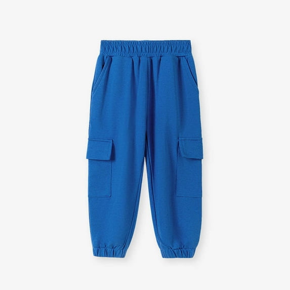 ATOGUTA Cargo Pants Boys Size 2T-7 Elastic Waist Athletic Joggers for Running Sports Outdoor School Uniform Blue