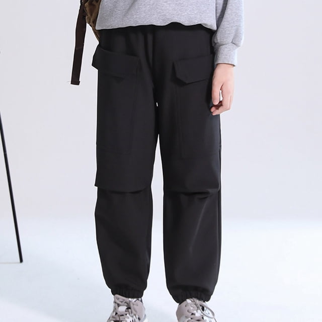 Girls Red Hem Pockets Parachute Cargos