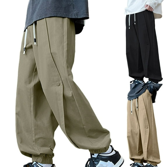 ATOGUTA Cargo Pants for Boys Size 9-18 Casual Elastic Waist Drawstring Sweat Pants Teens Active Workout Joggers with Pockets Khaki