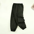 thumbnail image 1 of ATOGUTA Cargo Pants for Girls Size 3T-15 High Waisted Elastic Waist Lightweight Outdoor Fleece Jogger Pants Black, 1 of 6
