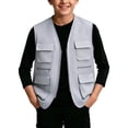 thumbnail image 1 of ATOGUTA Cargo Vest Kids Unisex Zip Up Sleeveless Hiking Jacket Lightweight Outerwear with Multi-pocket Size 5T-13, 1 of 6