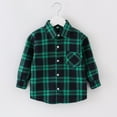 thumbnail image 1 of ATOGUTA Coats for Boys Flannel Plaid Shirts Kids Cotton Long Sleeve Button Down Shirt Green, Size 1T-10, 1 of 5