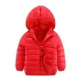 thumbnail image 1 of ATOGUTA Coats for Boys Girls Lightweight Hooded Puffer Jacket Kids Winter Coat Warm Comfy Outerwear Red, Size 3T-16, 1 of 3