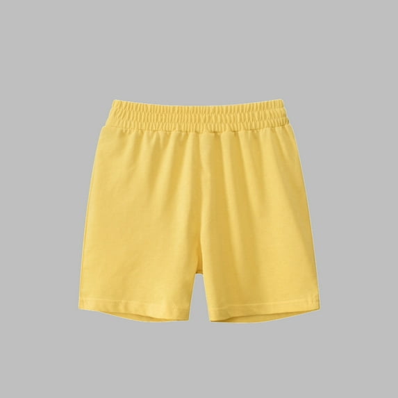 ATOGUTA Cool Shorts for Boys Girls Summer Cotton Shorts Pull On Active Jogger Shorts for Kids Yellow, Size 1T-9