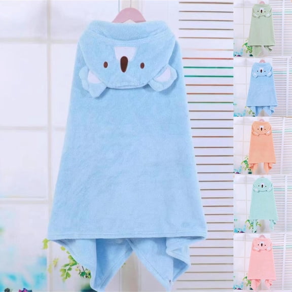 ATOGUTA Cozy Robes for Kids Unisex Hooded Blanket Casual Home Clothes Warm Lamb Cape Fleece Shawl Kid's Bathrobe Blanket Size 0-8, Blue