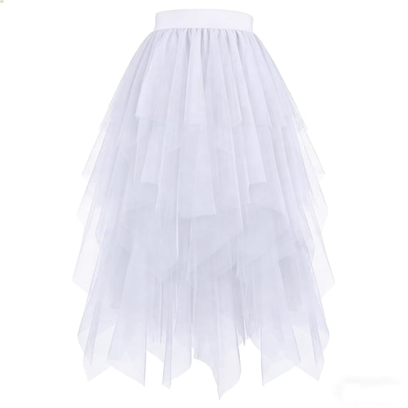 ATOGUTA Cute Girls Skirt Ruffle Tulle Tutu Dresses Cute Summer Party Princess Sundress Size 4T-15. White