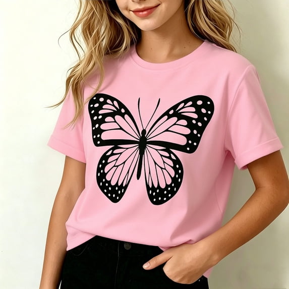 ATOGUTA Cute Shirts For Girls Graphic Tees Short Sleeve Tshirts Crewneck Cute Summer Casual Basic Tops for Kids Teen Size 2T-12, Pink