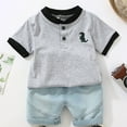 thumbnail image 1 of ATOGUTA Cute Toddler Boy Outfits 1T-8 Kids Summer Short Sleeve T-Shirt and Shorts Outfit 2 Piece Sweatsuit Clothing Set Gray, 1 of 3