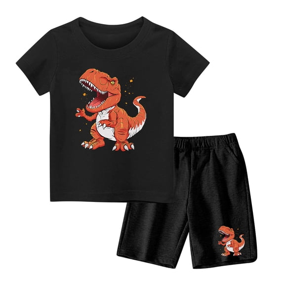ATOGUTA Cute Toddler Boy Outfits Size 1T-8 Tracksuits T Shirt and Shorts 2pcs Set Kids T Shirt Outfits Black