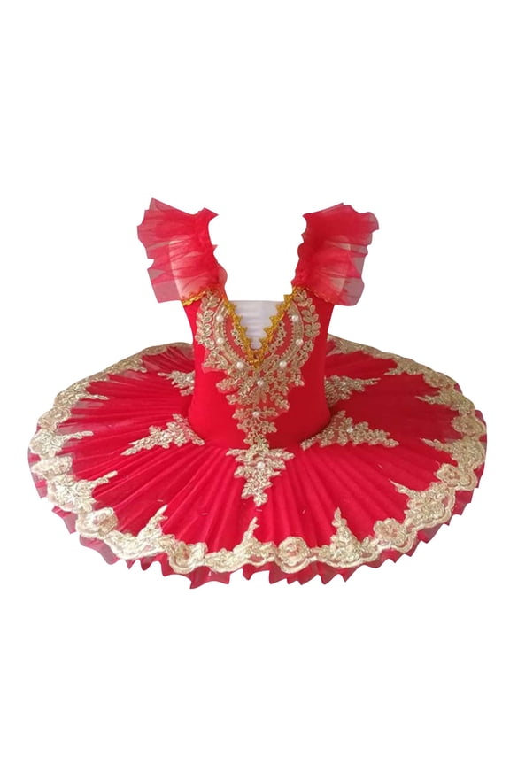 Dance Dresses for Girls Classic Ballet Performance Wear for Recitals Red, Size 1T-14