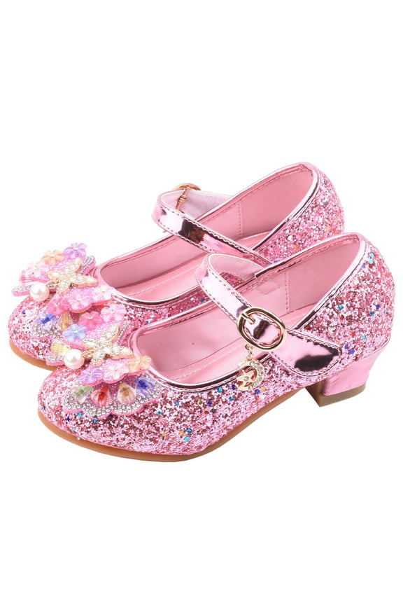 Dance Shoes for Girls Low Heel Princess Flats Wedding Party Glitter Shoes for Kids Toddler