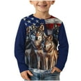 thumbnail image 1 of ATOGUTA Dress Shirts for Boys Long Sleeve Tee Tops Casual Graphic Clothes Crew Neck Shirts Dark Blue, 3-14 Years, 1 of 5