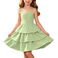 thumbnail image 1 of ATOGUTA Dresses for Girls formal Green Ruffle Summer Dresses Cute Birthday Party Princess Sundress 5T-14, 1 of 7