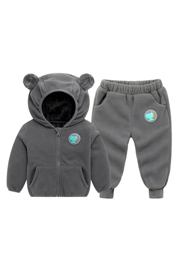 Fall Girls Outfit Two Piece Snowsuit Winter Hooded Puffer Down Jacket and Elastic Waist Snow Pants Sets Size 1T-8, Gray