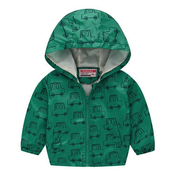 ATOGUTA Fall Jackets for Boys Girls Zip Hooded Windbreaker Coats Hooded Casual Outerwear Green, Size 1T-5T
