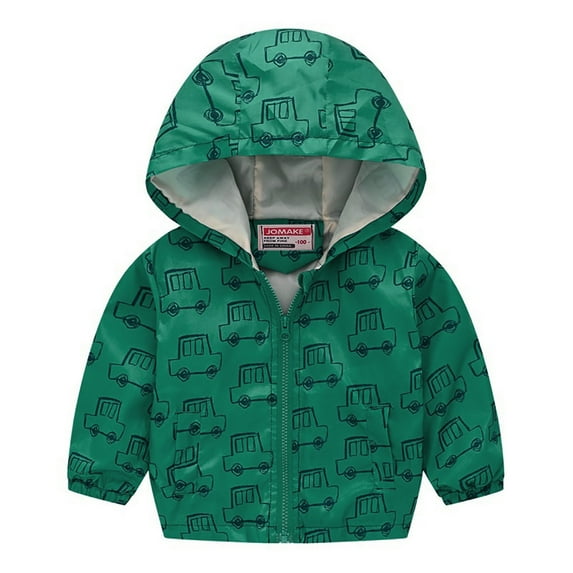 ATOGUTA Fall Jackets for Boys Girls Zip Hooded Windbreaker Coats Hooded Casual Outerwear Green, Size 1T-5T